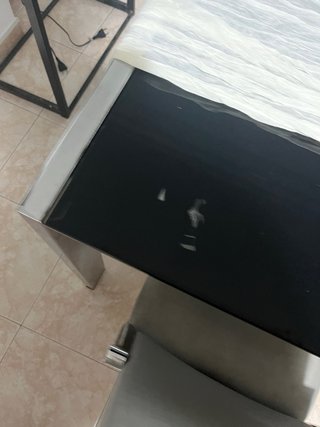 Mesa de comedor cristal y metal extensible
