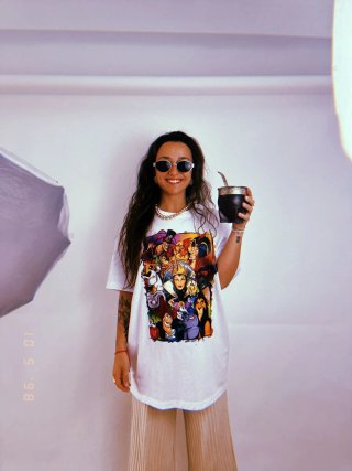 Remera Mujer Looney Tunes Beige Multicolor