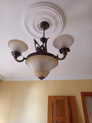 Lampade in ferro battuto beige e dorate (2 unità)