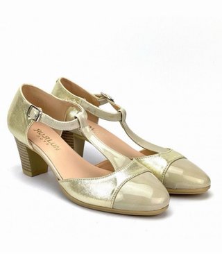 Zapatos tacón dorado T39 y T40