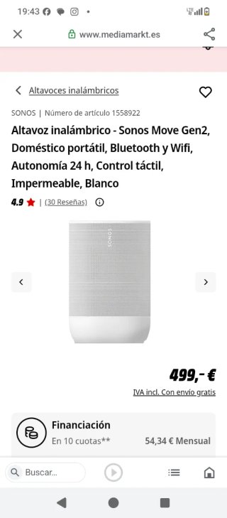 Altavoz Sonos Move 2 Blanco