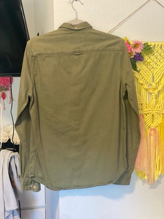 Camisa Zara Verde Oliva Manga Larga