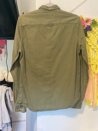 Camisa Zara Verde Oliva Manga Larga