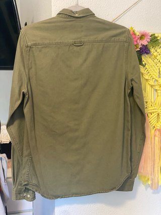 Camisa Zara Verde Oliva Manga Larga