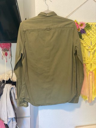Camisa Zara Verde Oliva Manga Larga