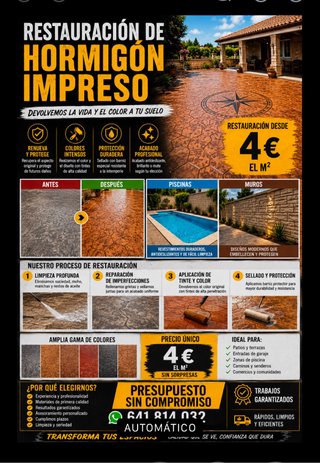 Restauración Hormigón Impreso 4€/m² Restauración