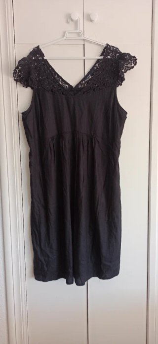 OCASIÓN VESTIDO NEGRO DE ENCAJE ALGODON  SIN ESTRE