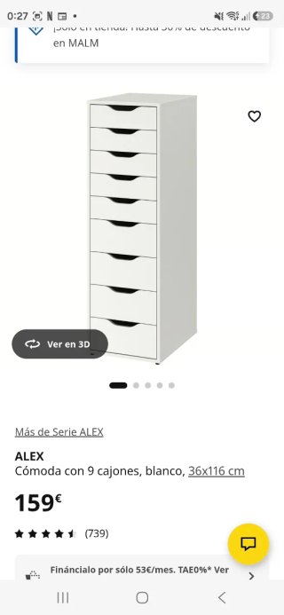 Cajonera ALEX IKEA Blanca 9 cajones