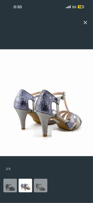 Sandalias de tacón plateadas talla 38 y 39