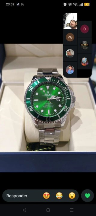 Reloj Rolex Submariner Verde y Plateado