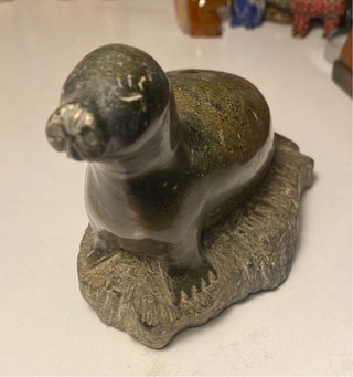 Figura Foca Mármol Verde Tallada