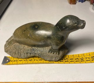 Figura Foca Mármol Verde Tallada