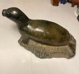 Figura Foca Mármol Verde Tallada