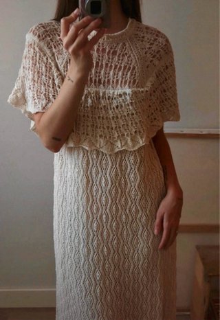 Vestido Zara Crochet Beige