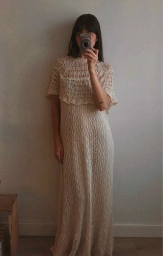 Vestido Zara Crochet Beige