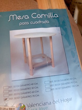 Mesa Camilla redonda 70cm de diametro