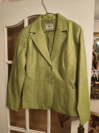 Chaqueta de cuero AZOI verde talla 46
