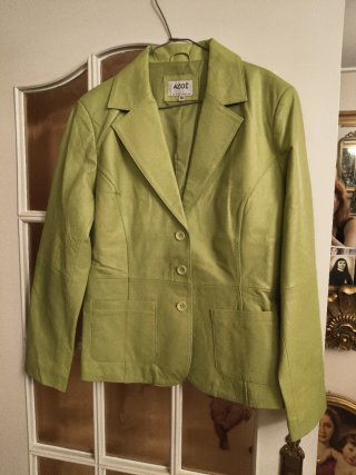 Chaqueta de cuero AZOI verde talla 46