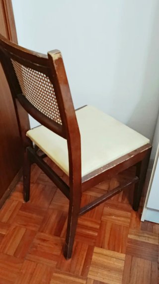 Juego de 2 Sillas vintage de Rattan y Madera