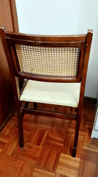 Juego de 2 Sillas vintage de Rattan y Madera
