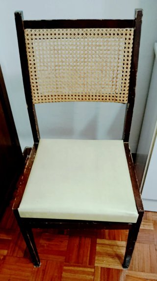 Juego de 2 Sillas vintage de Rattan y Madera