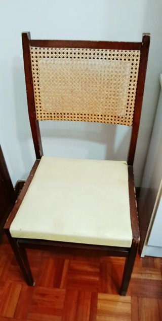 Juego de 2 Sillas vintage de Rattan y Madera