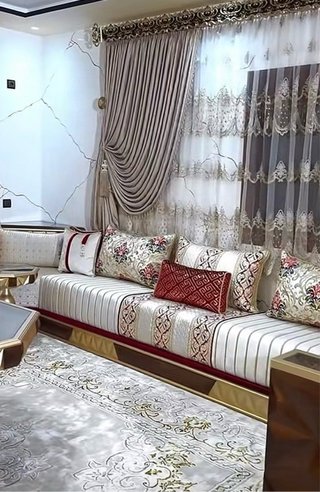 Salón Marroquí Beige y Rojo