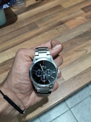 Reloj Lotus Multifunción Negro y Plateado