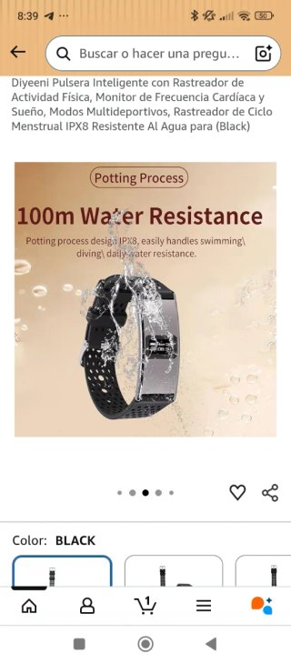 Diyeeni Pulsera Inteligente Rastreador Negro