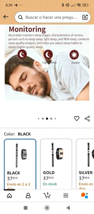 Diyeeni Pulsera Inteligente Rastreador Negro