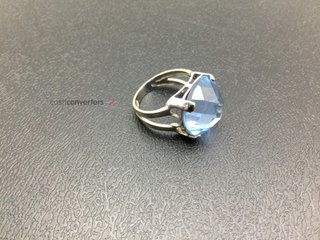 anillo oro 18k con piedra con aguamarina