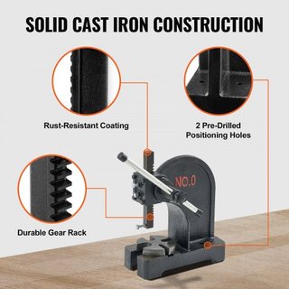 Prensa Arbor, Prensa Arbor Manual de 0.5 Toneladas, Altura Máxima de 4.6", Prensa Arbor Manual de Hierro Fundido de Alta Resistencia para Escritorio, Prensa Manual de Precisión para Estampado, Dob...