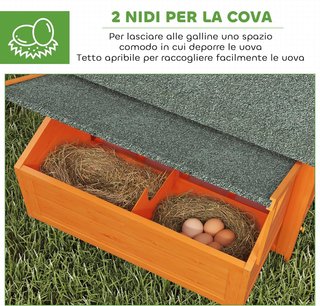 Gallinero de Jardín Jaula para Gallinas en Abeto, Madera y Verde, 160X98.5X107Cm