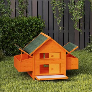 Gallinero de Jardín Jaula para Gallinas en Abeto, Madera y Verde, 160X98.5X107Cm