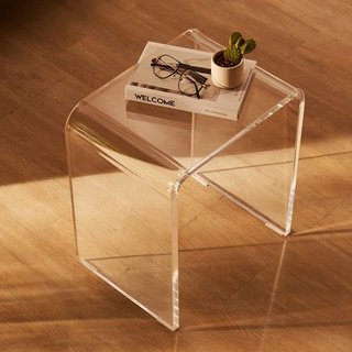 Mesa de Acrílico, 2 pcs Mesas Laterales en Forma de C de Lucite, Mesa Lateral de Acrílico Transparente para Bebida, Comida, Snack utilizada en Sala de Estar, Dormitorio y Estudio