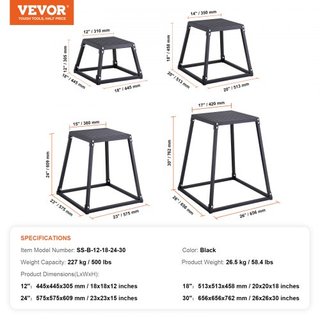 Cajas de Salto Pliométricas, Caja Plyo de 12/18/24/30 Pulgadas, Plataforma y Caja de Agilidad para Saltar, Set de Caja Antideslizante para Ejercicio de Paso en Casa, Entrenamiento de Fuerza y Cond...