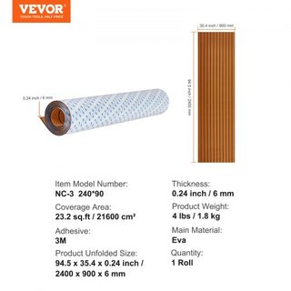Suelo para Barcos, Cubierta de Espuma EVA 240 x 89.9 cm, Suelo Autoadhesivo Antideslizante, Alfombra Marina de 2.2 m² para Barcos, Yates, Pontones, Cubierta de Kayak
