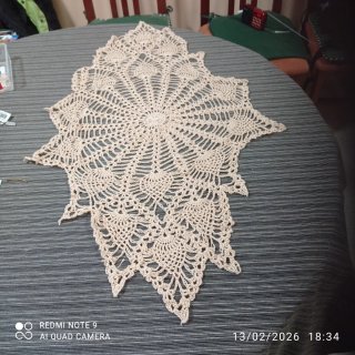 Paño hecho a ganchillo crochet beige artesanal