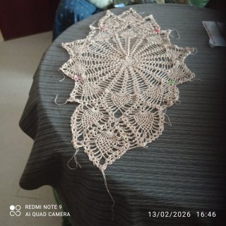 Paño hecho a ganchillo crochet beige artesanal