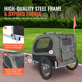 Remolque para Perros, Soporta hasta 88 lbs, Carrito para Mascotas, Transportador de Bicicleta, Marco Plegable Fácil con Ruedas de Liberación Rápida, Acoplador Universal para Bicicleta, Reflectores...