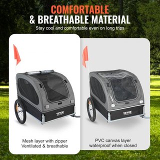 Remolque para Perros, Soporta hasta 88 lbs, Carrito para Mascotas, Transportador de Bicicleta, Marco Plegable Fácil con Ruedas de Liberación Rápida, Acoplador Universal para Bicicleta, Reflectores...