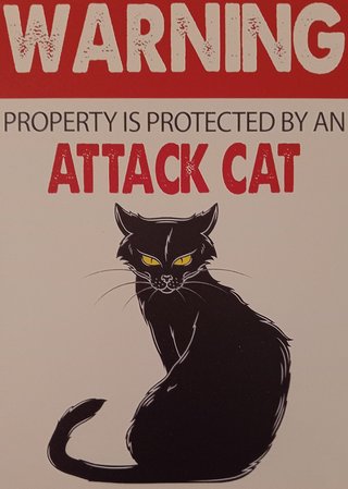 Poster Metal - "Warning Attack Cat"