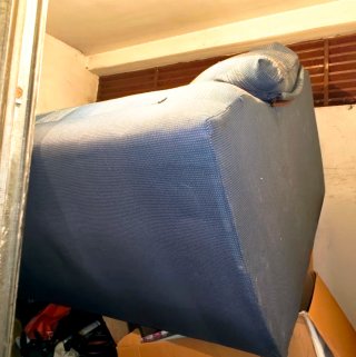 Sofá 2 plazas azul y gris