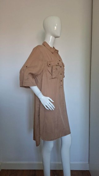 Vestido Camisero Sfera Talla L Beige Lyocell
