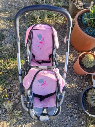 Carrito Gemelar Doble Rosa