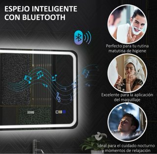 Espejo Baño LED Bluetooth 3 Colores