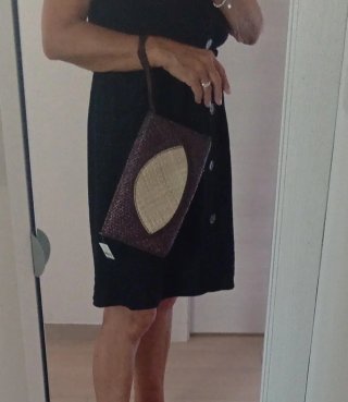 Pochette in paglia beige e marrone