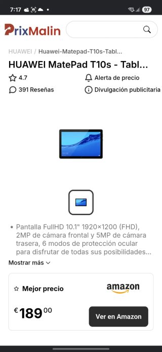 Tablet Huawei MatePad T10s + Funda Gris