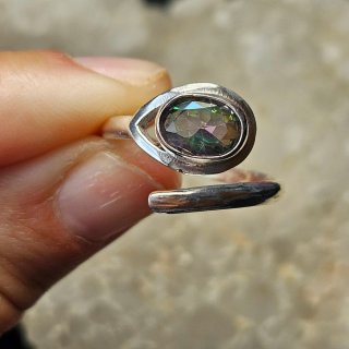 Anillo Plata 925 Topacio Místico Ajustable