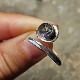 Anillo Plata 925 Topacio Místico Ajustable